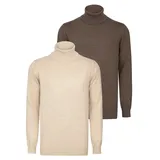 Felix Hardy Rollkragenpullover FELIX HARDY "Rollkragenpullover 2er-Pack", Herren, Gr. XL, beige, braun, 100% Baumwolle, Pullover Rollkragenpullover