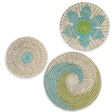 AZIDWERYQ Wandkorb-Dekoration, 3 Stück, 25, 4 cm, 30, 5 cm, 35, 6, rund, Seegras-Wanddekoration, gewebter Boho-Korb, Hängeset für Wohnzimmer, Schlafzimmer, Seegras