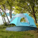 pro.tec Strandmuschel Strandzelt Outdoor Pop Up Zelt Halboffen Camping Hellblau