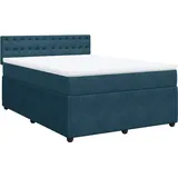 vidaXL Boxspringbett mit Matratze Blau 140x200 cm Samt
