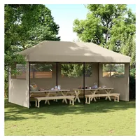 VidaXL Partyzelt Faltbar Pop-Up mit 3 Seitenteilen Taupe