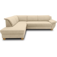 DOMO. Collection Ecksofa Panama, klassisches Ecksofa in L-Form, Eckcouch, Sofa Couch, Ecke 254 x 186 cm in beige