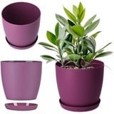 KADAX Matte Blumentopf mit Untersetzer, aus Kunststoff, 25 cm, Violett - KADAX