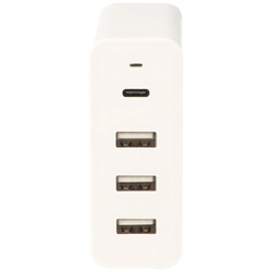 Quattro-USB Schnellladegerät USB QC3.0 60.5W weiß, lädt bis zu 4x schneller als Standard USB-Ladegeräte