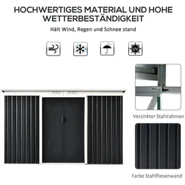 Outsunny Geräteschuppen 2,77 x 1,3 m dunkelgrau