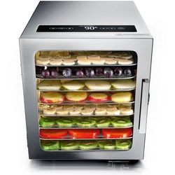 Arendo Dörrautomat 500 W, 8 Etagen, mit Temperaturregler, Edelstahl, Timer bis zu 24 h, Dörrgerät silberfarben