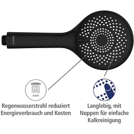 Wenko Handbrause Watersaving 11 cm x 11 cm ABS-Kunststoff Schwarz matt