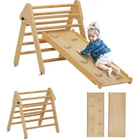 aiyaplay Kletterdreieck 2 in 1 Set mit Rutsche Naturholz