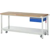 Rau Werkbank mit absenkbarem Fahrgestell Modell 8001 B 2000 x T 700 x H 880mm
