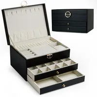 Freeyi AdelDream Schmuckkasten dreistöckige Schmuckbox Schmuckschatulle mit linearem Design