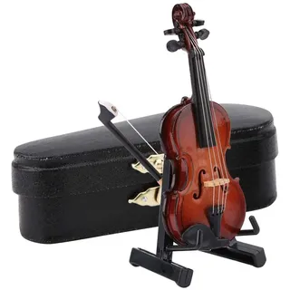 Fictory Miniatur Violine Modell, Mini Geige Miniatur, Miniatur Violine Modell mit Stand Case Puppenhaus Zubehör Mini Musikinstrument für die Hausdekoration Puppenhaus Dekoration Kinder Spielzeu
