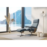 Stressless Stressless® Relaxsessel »View«, (Set, Relaxsessel mit Hocker), mit Hocker, mit Cross Base, Größe S, M & L, Holzakzent Eiche, blau