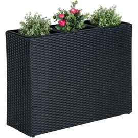 Estexo Pflanzkübel Rattan Blumentopf Set Schwarz