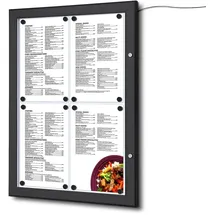 Showdown MenüKasten Outdoor LED - 4x DIN A4 - Aluminium / Stahl - Schwarz