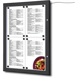 Showdown MenüKasten Outdoor LED - 4x DIN A4 - Aluminium / Stahl - Schwarz