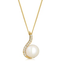 Elli DIAMORE Halskette Damen Klassisch Perle Diamant (0.055 ct.) 585 Gelbgold