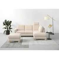 Ecksofa HOME AFFAIRE "Summer L-Form" Sofas Gr. B/H/T: 236cm x 91cm x 170cm, Breitcord, Ottomane rechts, ohne Bettfunktion-ohne Bettkasten-ohne Federkern, beige (creme) mit Ottomane, wahlweise Bettfunktion und Bettkasten, Cord-Bezug