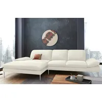 W.Schillig Ecksofa "enjoy&MORE, Designsofa, bequem, zeitlos und elegant, L-Form", weiß (weiß z59), B:340cm H:87cm T:185cm, Chenille-Flachgewebe R66 (85% Polyester, 15% Nylon);Longlife Xtra-Leder Z59: Glattleder mit modischer Prägung.