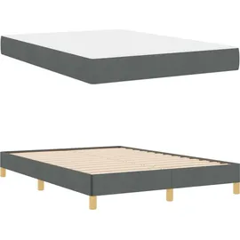vidaXL Boxspringbett mit Matratze Dunkelgrau 140 x 200 cm Stoff