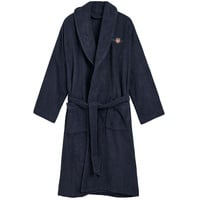 GANT Unisex Bademantel - ARCHIVE SHIELD TERRY ROBE, Schalkragen, Frottee, Bio-Baumwolle Dunkelblau S