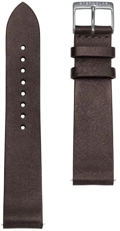 STERNGLAS - STRAP - Lederarmband - vintage mokka - silber gebürstet / 20 MM