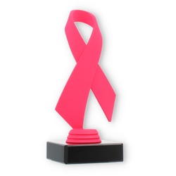 Pokal Kunststofffigur Schleife pink auf schwarzem Marmorsockel 16,5cm
