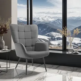 Tectake Ohrensessel Hygge Feincord 76 x 72 x 100,5 cm Anthrazit/Schwarz
