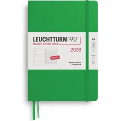 Leuchtturm 1917 Wochenplaner mit Notizbuch, 2026 EN A5, hellgrün
