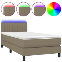 vidaXL Boxspringbett mit Matratze & LED Taupe 100x200 cm Stoff