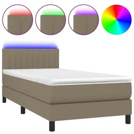 vidaXL Boxspringbett mit Matratze & LED Taupe 100x200 cm Stoff