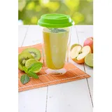 Gräwe Doppelglas-Becher, 300 ml, 'Sommer', mit grünem Deckel
