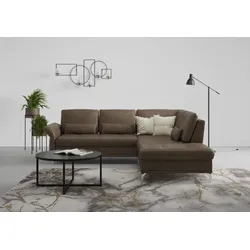 Ecksofa INOSIGN "Palm Beach L-Form", braun, B:259cm H:89cm T:224cm, 100%Polyester, Sofas, Federkern, mit Sitztiefenverstellung, wahlweise mit Bettfunktion