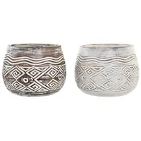 DKD Home Decor Blumentopf DKD Home Decor Braun Weiß