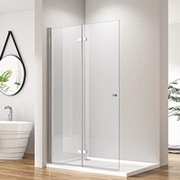 Goezes Walk in Duschwand, 100x185 cm Falttür Walk in Dusche Doppel Faltbar Duschtrennwand Walk-in Duschabtrennung Walk in Dusche 6mm ESG-Sicherheitsglas