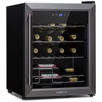 Klarstein Weinkühlschrank Ultimo 16 Uno, für 16 Standardflaschen á 0,75l,Wein Flaschenkühlschrank Weintemperierschrank Weinschrank Kühlschrank schwarz