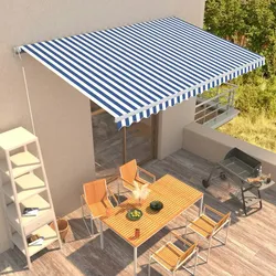 vidaXL Automatisch Einziehbare Markise 500×300 cm Blau und Weiß