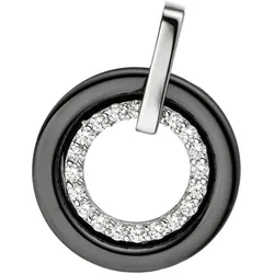 Runder Anhänger JOBO "mit Zirkonia", silber (silber 925), Schmuckanhänger, Damen, Silber 925 (Sterlingsilber)-Keramik, Silber 925 (Sterlingsilber), Keramik, 925 Silber mit Keramik kombiniert