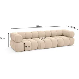 kaiser möbel Sofa Modulares 3-Sitzer-Sofa, gerade Couch, Stoff Salvador, Selia, 3-Sitzer, Veloursstoff Salvador, modernes Design,weiche, abgerundete Linien beige