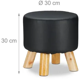 Relaxdays Hocker Kunstleder 30 x 30 x 30 cm Schwarz