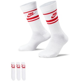 Nike Sportswear Everyday Essential Crew 3er Pack weiß/university red/university red 38-42