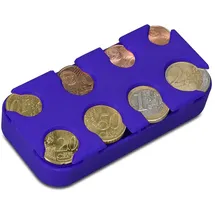 kwmobile Münzbox für Euro Münzen - 8 Fächer von 1 Cent bis 2 Euro - Münzhalter Münzsammler - Münzspender Sortierer in Blau