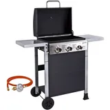 DEMA Gasgrill Gas Grillwagen Barbecue BBQ 3 Flammen 8,1 kW 107x52x103 cm