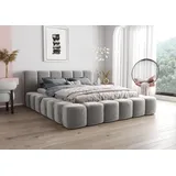 Verona Idee Polsterbett Aqua mit Lattenrost Metallrahmen Doppelbett Massivbett 160x200cm Grau