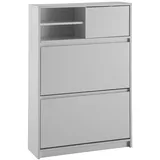 KADIMA DESIGN Schuhschrank Weiß, Metall, Rechteckig, 71x110x24 cm, Schuhkipper Geschlossen, Schuhkommode | Gr.: onesize