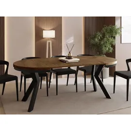 WFL GROUP Runder Ausziehtisch 90-190 x 77 cm dunkelbraun