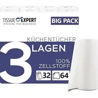 tissue expert Küchentücher 3-lagig 32 Rollen á 64 Blatt