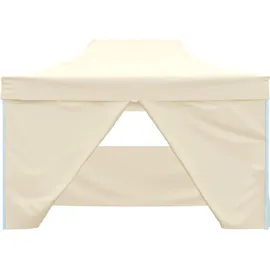 vidaXL Faltzelt Pop-Up 3 x 4,5 m cremeweiß inkl. 4 Seitenteilen