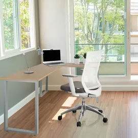 HJH Office Schreibtisch Workspace Basic I Buche Nachbildung/silber