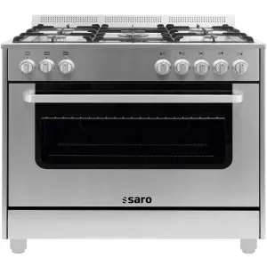 SARO Multifunktionsherd Gas/Elektro TS95C61LX, Gas-Edelstahl-Kochstation mit Elektro-Umluftbackofen, Maße (L x B x H): 600 x 900 x 850 mm