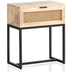 Nachttisch FineBuy Nachtkommode Boxspringbett Holz 50x60x30 cm Wiener Geflecht